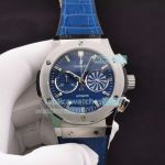Best Hublot Classic Fusion Replica Watch With Swiss Movement Blue Dial With Leather Strap